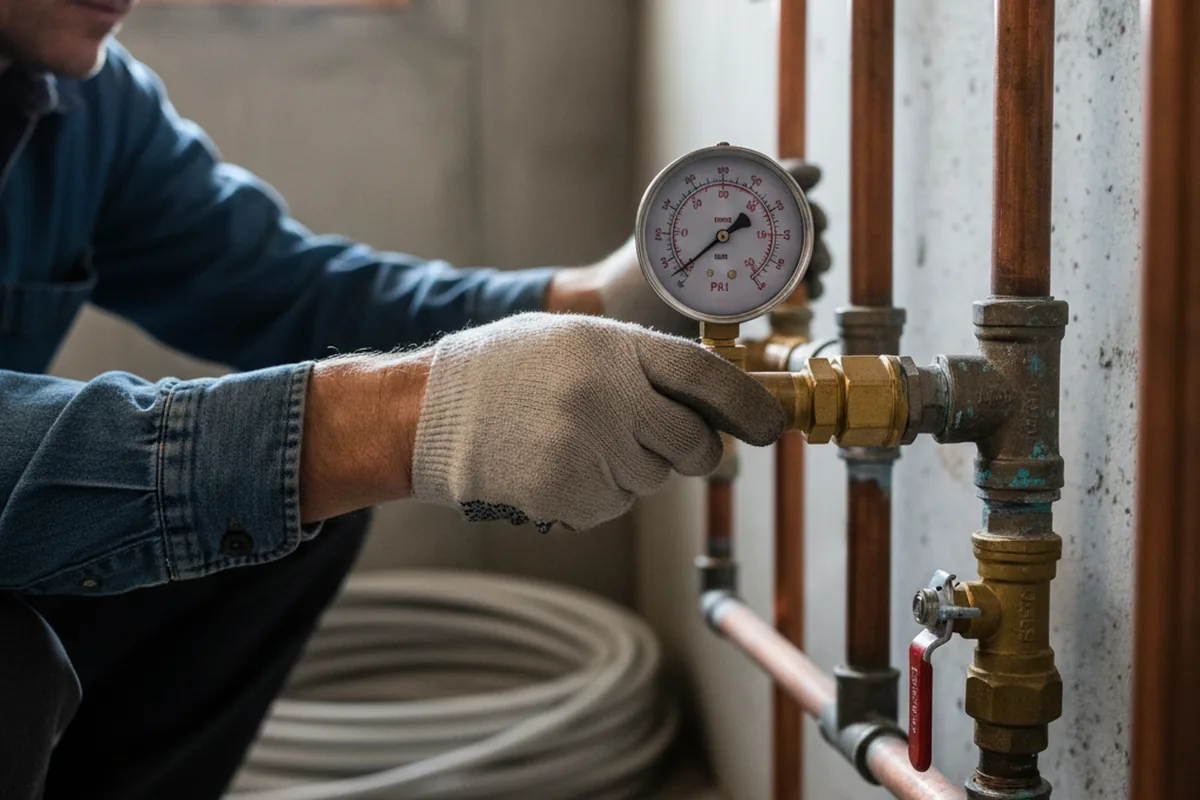 Pressure testing a repaired line during Water Line Repair in El Cerrito